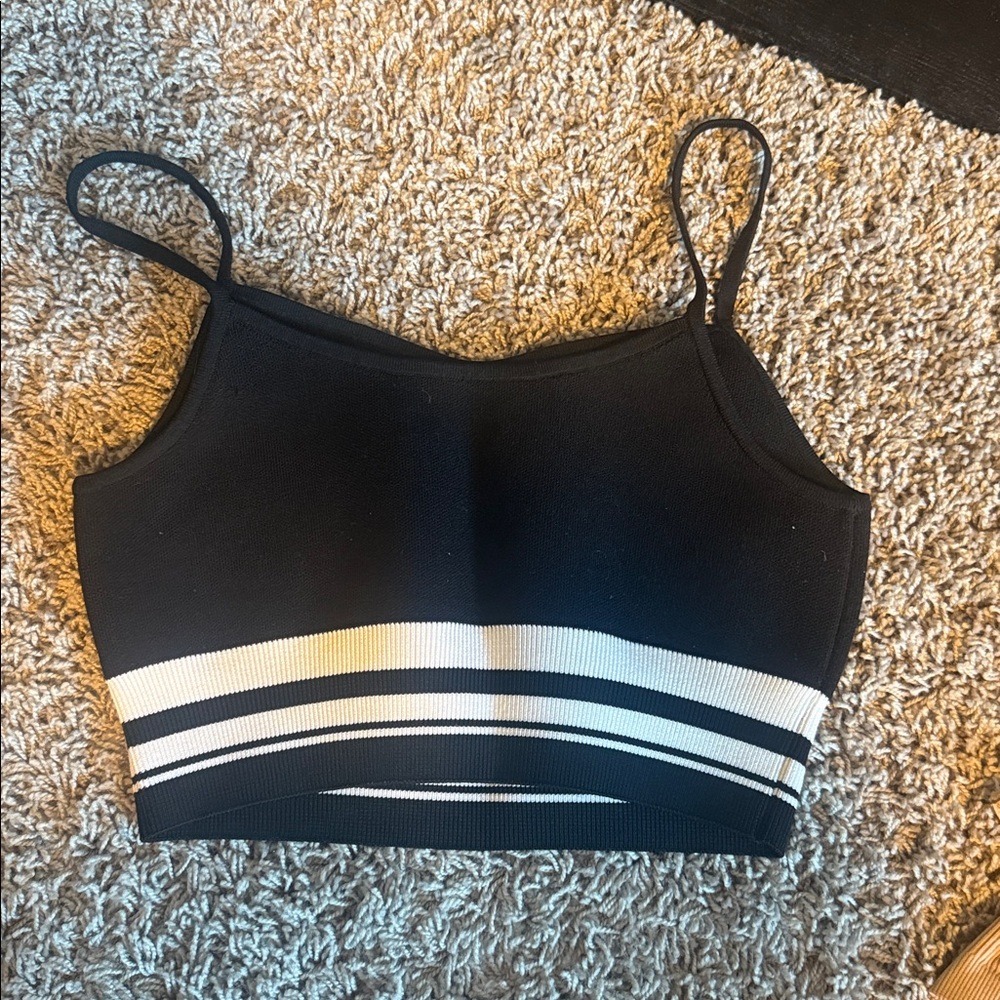 Babaton Black and White Striped Crop Top - Picture 2 of 3